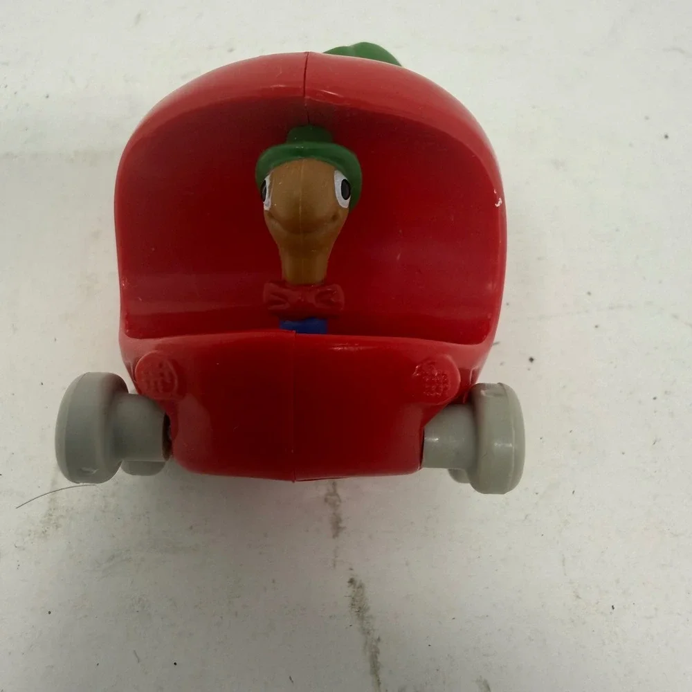 Vintage 1994 Richard Scarry Lowly Worm Red Apple Car Toy Busytown Collectible
